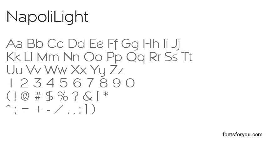 NapoliLight-fontti – aakkoset, numerot, erikoismerkit