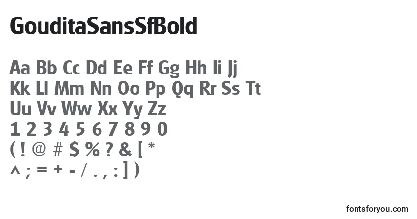 A fonte GouditaSansSfBold – alfabeto, números, caracteres especiais