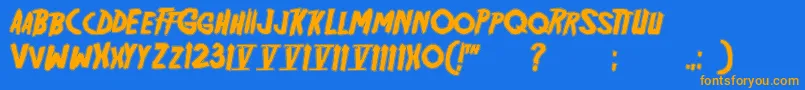 Friday13bonusnfi-Schriftart – Orangefarbene Schriften auf blauem Hintergrund