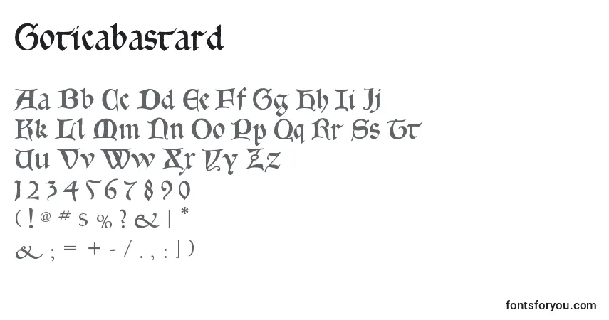 A fonte Goticabastard – alfabeto, números, caracteres especiais