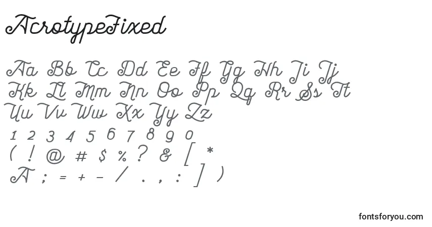 Schriftart AcrotypeFixed – Alphabet, Zahlen, spezielle Symbole