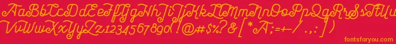 AcrotypeFixed-Schriftart – Orangefarbene Schriften auf rotem Hintergrund