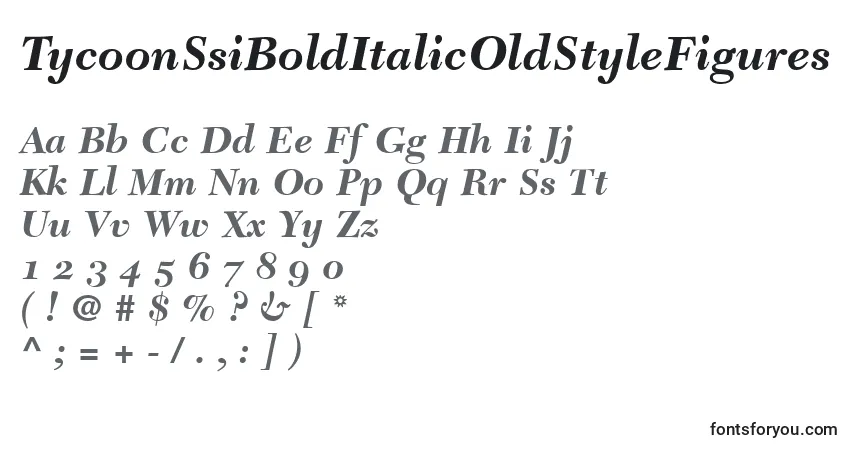 Шрифт TycoonSsiBoldItalicOldStyleFigures – алфавит, цифры, специальные символы