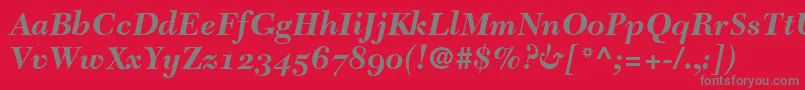 Шрифт TycoonSsiBoldItalicOldStyleFigures – серые шрифты на красном фоне