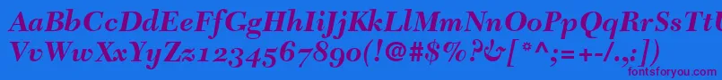 TycoonSsiBoldItalicOldStyleFigures Font – Purple Fonts on Blue Background