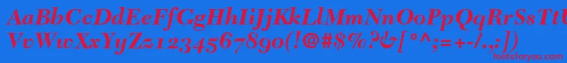 TycoonSsiBoldItalicOldStyleFigures Font – Red Fonts on Blue Background