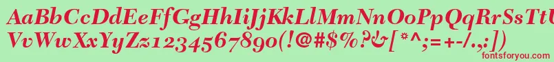 TycoonSsiBoldItalicOldStyleFigures Font – Red Fonts on Green Background