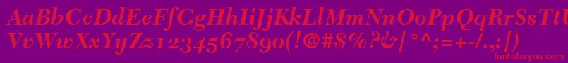 TycoonSsiBoldItalicOldStyleFigures Font – Red Fonts on Purple Background