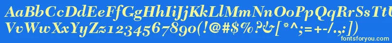 TycoonSsiBoldItalicOldStyleFigures Font – Yellow Fonts on Blue Background