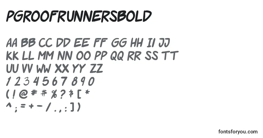 Schriftart PgRoofRunnersBold – Alphabet, Zahlen, spezielle Symbole