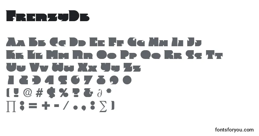 A fonte FrenzyDb – alfabeto, números, caracteres especiais