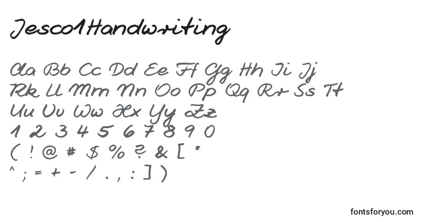 Jesco1Handwriting-fontti – aakkoset, numerot, erikoismerkit