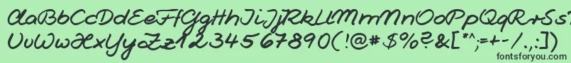 フォントJesco1Handwriting – 緑の背景に黒い文字