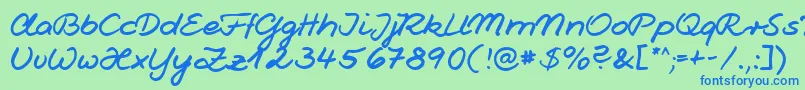 Jesco1Handwriting Font – Blue Fonts on Green Background