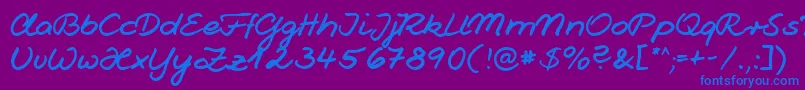 Jesco1Handwriting-fontti – siniset fontit violetilla taustalla