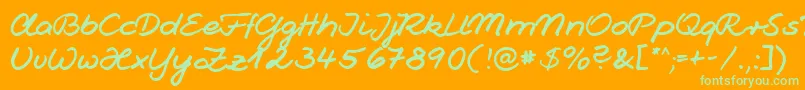 Fonte Jesco1Handwriting – fontes verdes em um fundo laranja