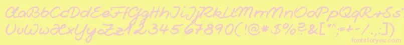 Fonte Jesco1Handwriting – fontes rosa em um fundo amarelo