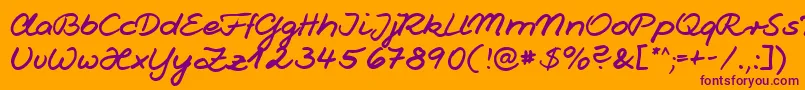 Jesco1Handwriting-Schriftart – Violette Schriften auf orangefarbenem Hintergrund