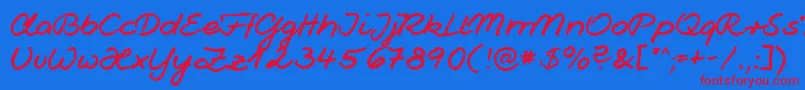 Jesco1Handwriting-Schriftart – Rote Schriften auf blauem Hintergrund
