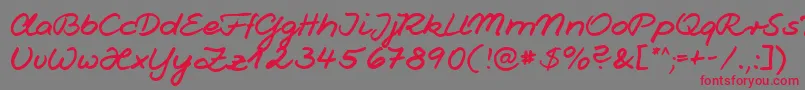 Jesco1Handwriting Font – Red Fonts on Gray Background