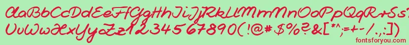 Шрифт Jesco1Handwriting – красные шрифты на зелёном фоне