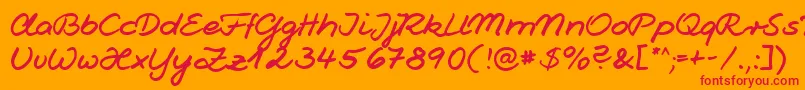 Шрифт Jesco1Handwriting – красные шрифты на оранжевом фоне