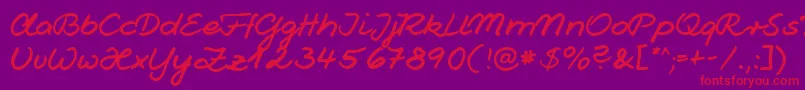 Jesco1Handwriting Font – Red Fonts on Purple Background