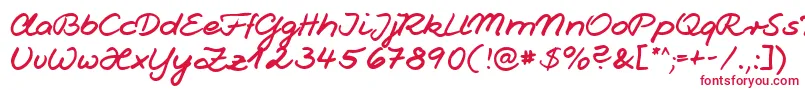 フォントJesco1Handwriting – 白い背景に赤い文字