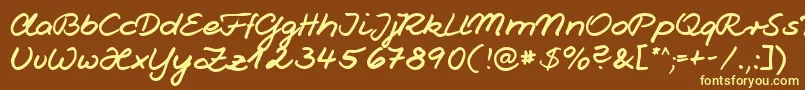 Jesco1Handwriting-fontti – keltaiset fontit ruskealla taustalla
