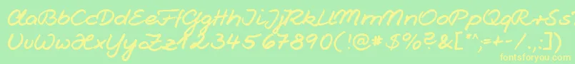 Jesco1Handwriting Font – Yellow Fonts on Green Background