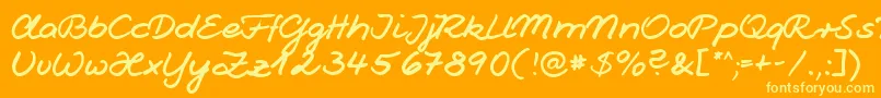 Jesco1Handwriting-Schriftart – Gelbe Schriften auf orangefarbenem Hintergrund