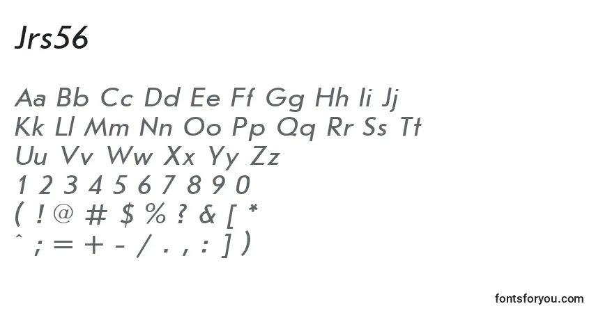 Czcionka Jrs56 – alfabet, cyfry, specjalne znaki