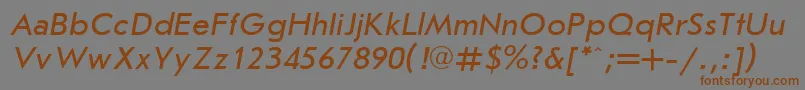 フォントJrs56 – 茶色の文字が灰色の背景にあります。