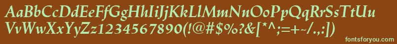 LinotypeTrajanusBolditalic Font – Green Fonts on Brown Background