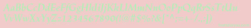 LinotypeTrajanusBolditalic Font – Green Fonts on Pink Background