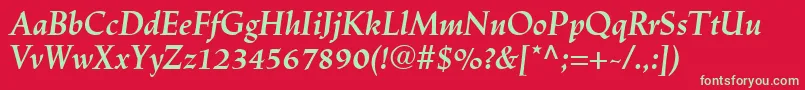 LinotypeTrajanusBolditalic Font – Green Fonts on Red Background