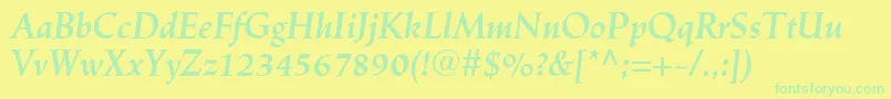 LinotypeTrajanusBolditalic Font – Green Fonts on Yellow Background