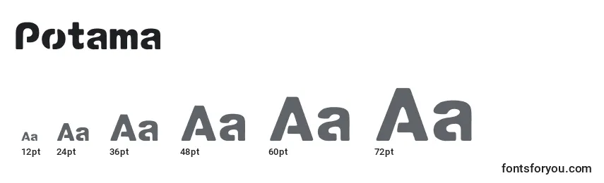 Размеры шрифта Potama