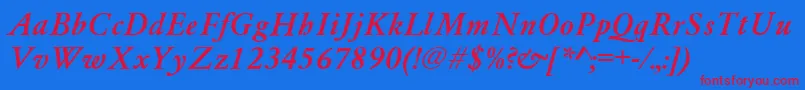 AzgaramondcttBolditalic Font – Red Fonts on Blue Background