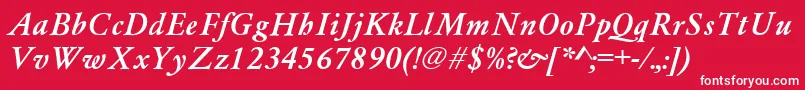 フォントAzgaramondcttBolditalic – 赤い背景に白い文字