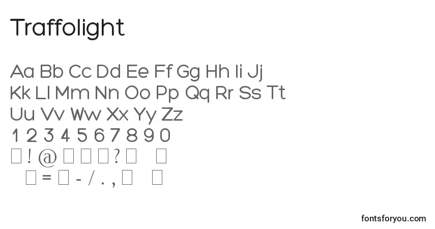 Fuente Traffolight - alfabeto, números, caracteres especiales