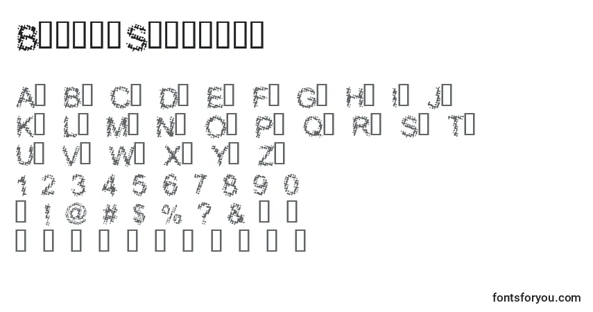 A fonte BloodyShrapnel – alfabeto, números, caracteres especiais