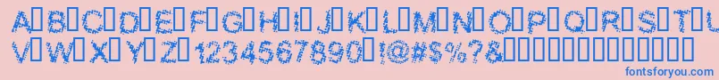 BloodyShrapnel-Schriftart – Blaue Schriften auf rosa Hintergrund