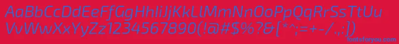 Exo2.0Lightitalic Font – Blue Fonts on Red Background