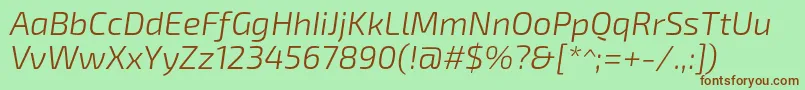 フォントExo2.0Lightitalic – 緑の背景に茶色のフォント