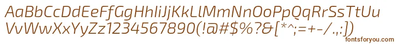 フォントExo2.0Lightitalic – 白い背景に茶色のフォント