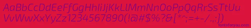 Exo2.0Lightitalic-Schriftart – Violette Schriften auf rotem Hintergrund