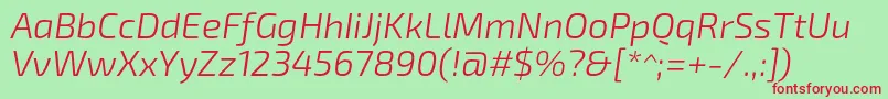 Exo2.0Lightitalic Font – Red Fonts on Green Background