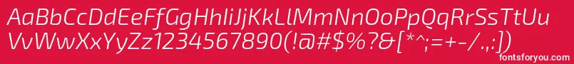 フォントExo2.0Lightitalic – 赤い背景に白い文字