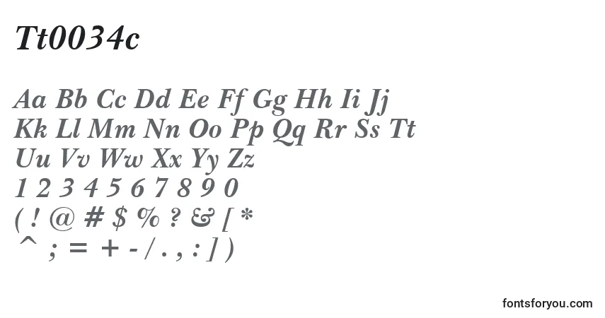 A fonte Tt0034c – alfabeto, números, caracteres especiais